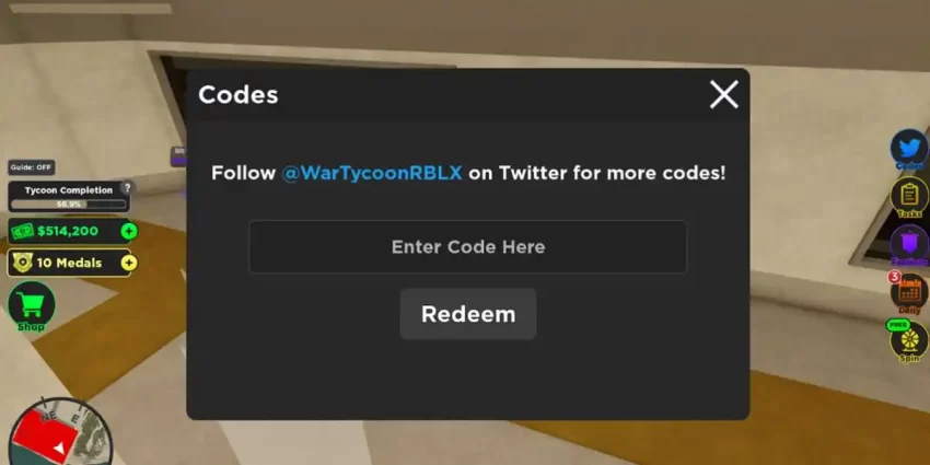 como resgatar Códigos War Tycoon Roblox
