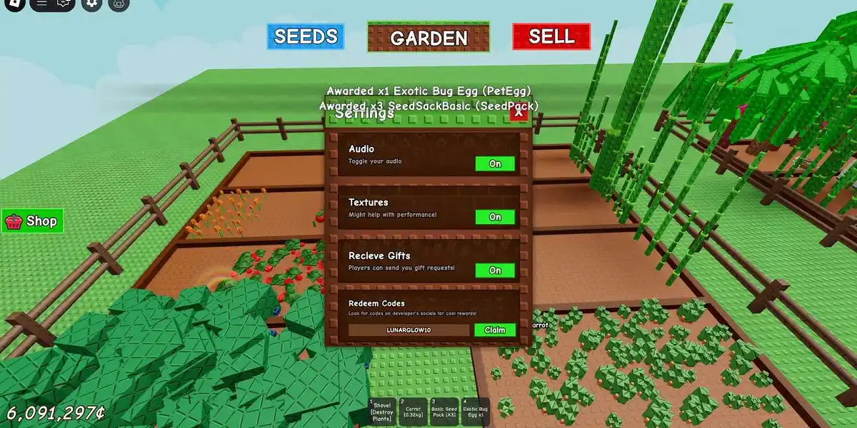 como resgatar códigos grow a garden crescer um jardim roblox