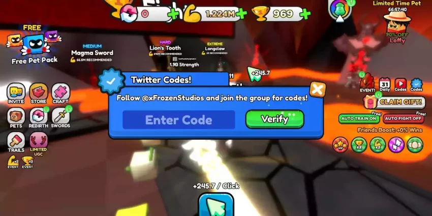 Como Resgatar Códigos Pull a Sword Roblox