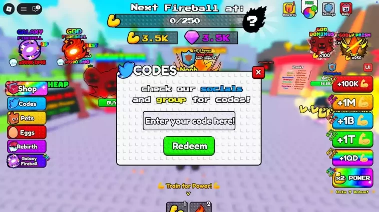Como Resgatar Códigos Fireball Training Roblox