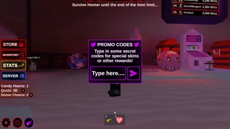 Tela como resgatar Códigos You vs Homer Roblox