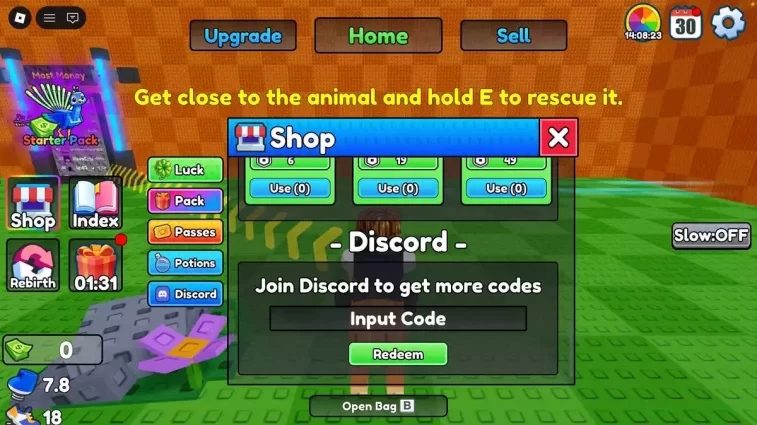 Como Resgatar Códigos Escape Mad Beasts For Animals Roblox tela